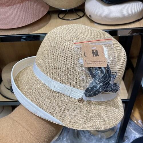 Korean Fashion Curly Small Top Hat Paper Straw Handmade Fisherman Hat Female Summer Bucket Anti-UV Dome Caps Beach Sun Hat Cap