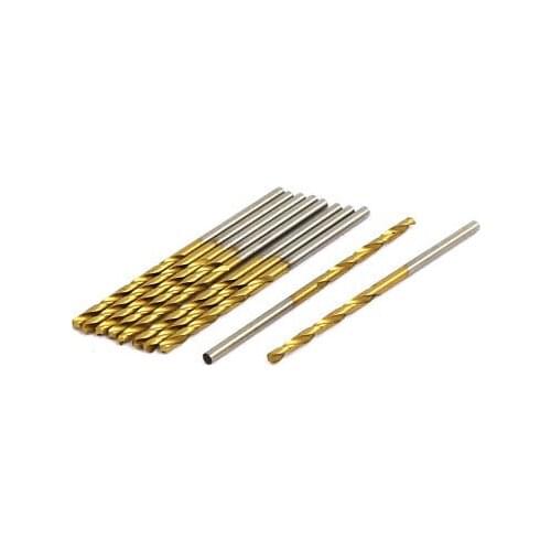 1.7mm Dia 43mm Length Titanium Plated Straight Shank Twist Drill Bit 10pcs