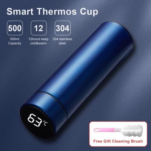 500ml Smart Thermal Bottle Thermos stainless Flask Male Female Student Thermal Water Cup Trend Mass Simple Cup With Thermometer
