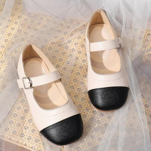 Fashion Retro Kids Leather Shoes Girls Rubber Non-slip Princess Flats Shoes Soft Sole Girls Single Shoes For 3-12 Years Old