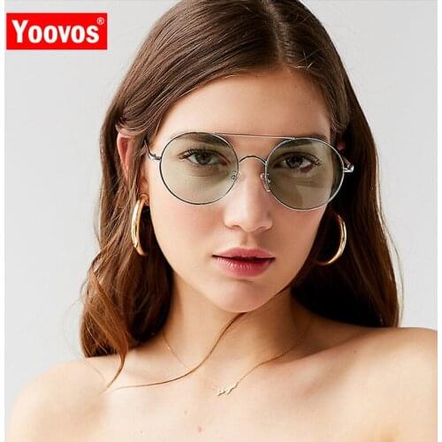 Yoovos 2021 Alloy Round Sunglasses Women Glasses Lady Luxury Ocean Lens Eyeglasses Vintage Mirror Oculos De Sol Feminino UV400