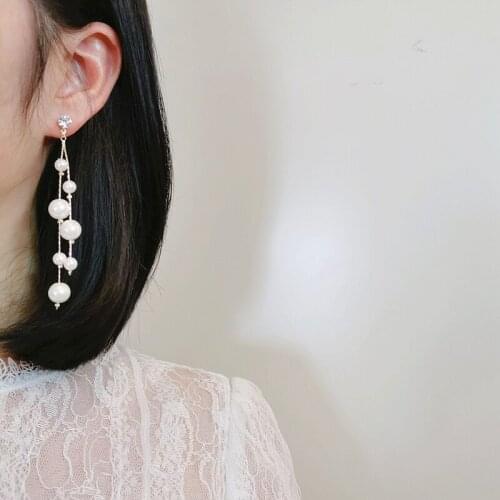 2020 Wedding Jewelry Simulated Pearl Long Drop Earrings For Women Korean Elegant Fashion Tassel Earrings Bijoux Gifts