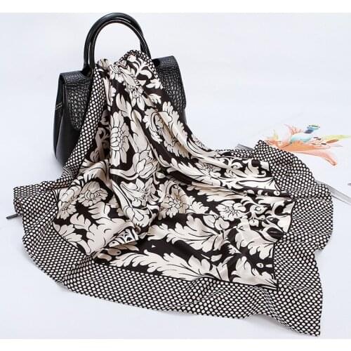Artificial Silk Square Scarf Female 90*90cm Print Retro Style Smooth Silk Women Scarf 2020 Spring Summer Shawl Head/Hair Women