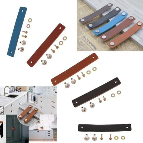 1 Set Nordic Handmade Leather Door Handle Pulls Knob Kitchen Furniture Drawer Cabinet Handles Pull Knob