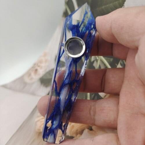 1pcs blue smelting crystal smoking pipes reiki healing natural stone
