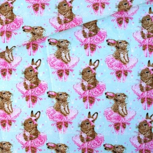 110cmx100cm Cotton Woven Fabric for Textile, Pathwork, Cloth - Animal, Rabbit, Hare（170g/m)