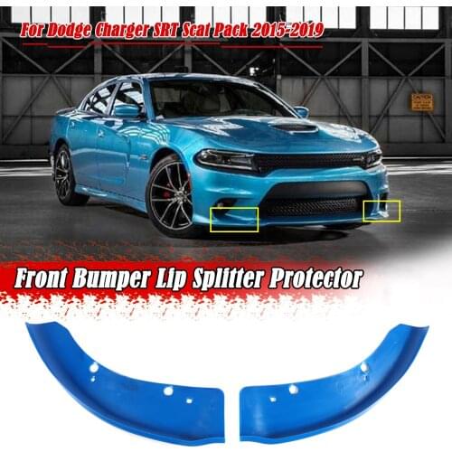 2 Pcs Blue Front Bumper Lip Splitter Protector Spoiler For Dodge Charger SRT Scat Pack 2015-2019 Bumper Diffuser Guard Cover