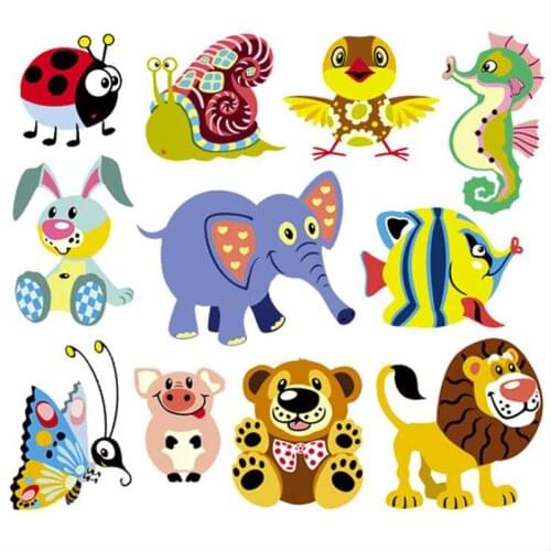 20pcs Animal Elephant Fish Iron On Patch For Clothing Heat Transfer Stickers Vinyl Patches Appliques Jumpsuit Jacket Patchwork