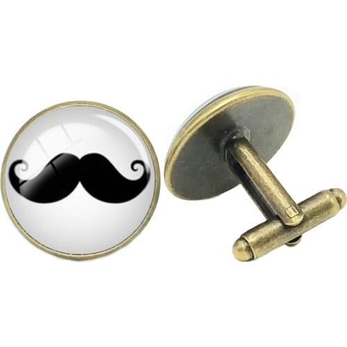 2019 hot / Jewelry Cufflinks Mustache Creative Time Glass Convex Mens Cufflinks Gift High-grade French Shirt Sleeves Nails