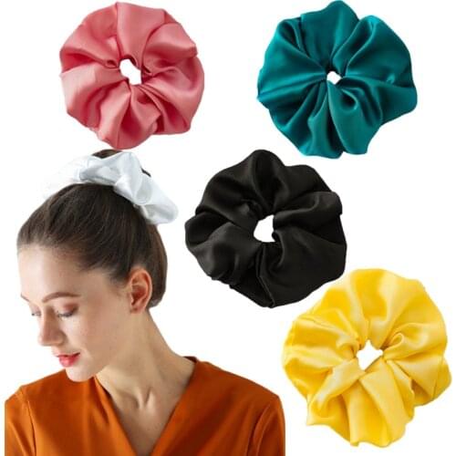 2021Oversized Satin Hair Scrunchies For Women Elastic silk Hair Bands Girl Big Hair Tie rope Ponytail Holder chouchou Headwear