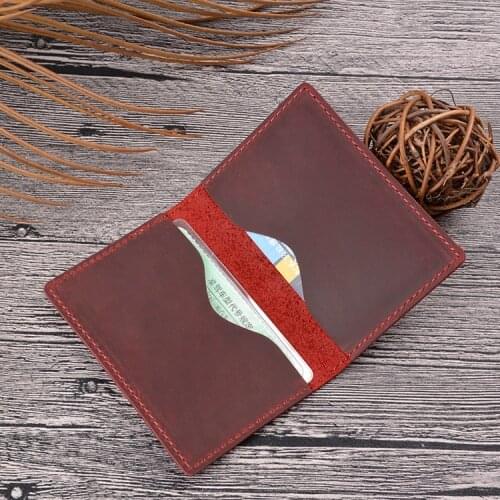 2021 Hot Leather Mens Wallet Case Handmade Id Card Holder Distress Card Holder