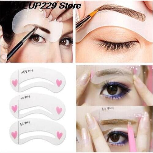 3pcs Reusable Eyebrow Stencil Set DIY Eye Brow Drawing Guide Styling Shaping Makeup Template Card Auxiliary Women Beauty Tool