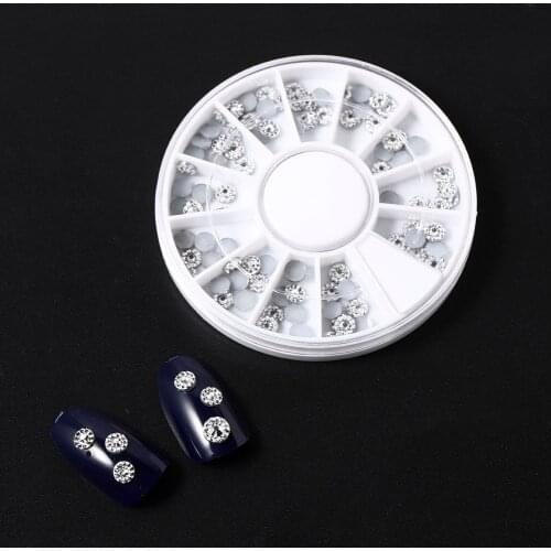 4mm Silver Color 3D Shiny Flower Crown Nail Accessories Wheel Nail Art Tips Jewelry Nail Designs High Quality Acrylic Charms DIY