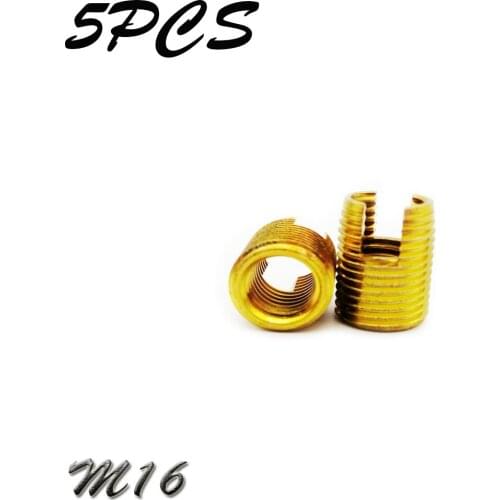 5Pcs M16 Galvanized Self Tapping insert Screw Bushing 302 Slotted Type Wire Thread Insert Nut Repair