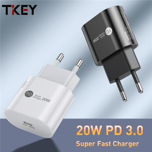 TKEY Mobile Fast Chargering Plug Adapter AC Converter EU Plug US Plug For iPhone 12 Huawei Xiaomi Sony Universal Mobile Charger