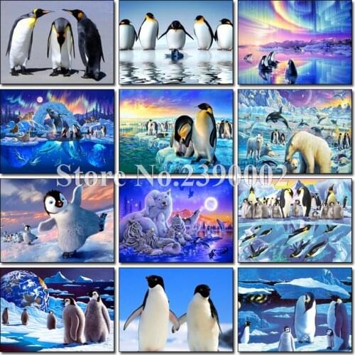 Animal DIY 5D Diamond Painting Cross Stitch Kits Penguin Diamond Mosaic Full Diamond Embroidery Diamond Patterns Wall Stickers