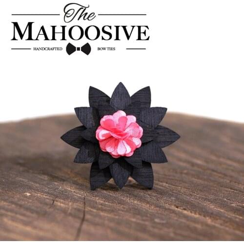 Pink Brooch Lapel Flower Wooden Wood Small Cute Brooch Lapel Pins for Groom Men Women Bow Tie Geometric MAHOOSIVE Novelty Adult