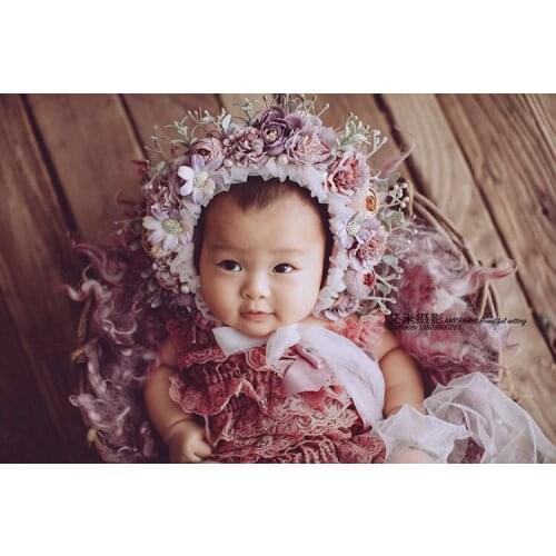 3-12M Floral Bonnet Baby Family Flower Hat Photography Parent-child Garden Simulation Flower Cap Photo Props