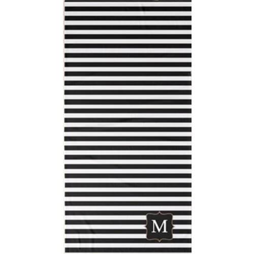 Elegant Black White Stripes Personalised Initial Bath Towel Classic Nordic Monogram Letter Beach Travel Towels Birthday Gifts