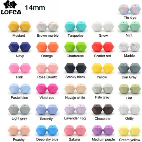 LOFCA 10pcs Silicone Beads Food Grade 14mm Hexagon Baby Teether Baby Teething Toy BPA Free Necklace Pacifier Pendant For DIY