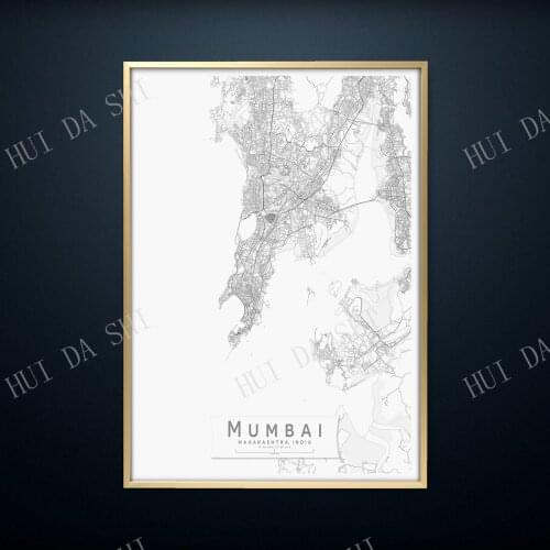 MUMBAI Map Print | Black & White India City Map Print | Mono Wall Art Poster | Minimalistic Wall decor