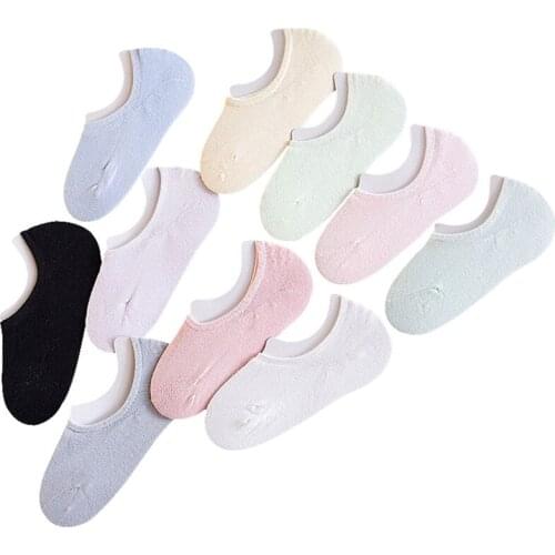 1lot=5pairs New Arrival Women Cotton Socks Female Solid Color Candy Invisible Socks Summer Thin Sweet Casual Slipper Socks Meias