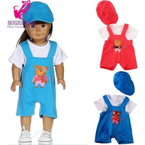 Girl Doll Clothes Bib Pants With Baseball Hat For 18 Inch Reborn Doll Clothes Accessories