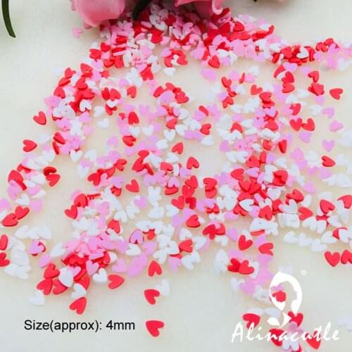 20g 4mm mix color heart Slices For Slime Supplies Nails Art Polymer Clear Clay accessories DIY Sequins scrapbook shakes