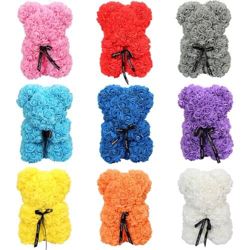 Chrimas Gift 25cm Soap Foam Rose Bear Teddy Dog Artificial Flower Valentines Day Gift Birthday Party Home Decor