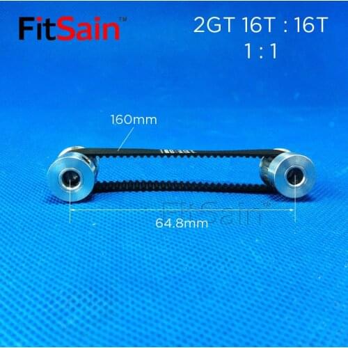 FitSain-2GT 16T:16T 1: 1 Width 6mm aluminum alloy pulley reduction ratio drive synchronous wheel center hole 3.175/4/5/6/6.35mm
