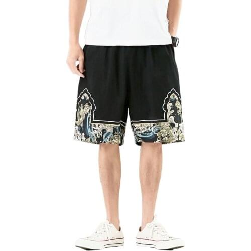Beach Shorts Men Summer Hawaii Men Linen Shorts Loose Straight Comfortable Drawstring Casual Hip Hop Homme Mens Shorts 5XL V2115