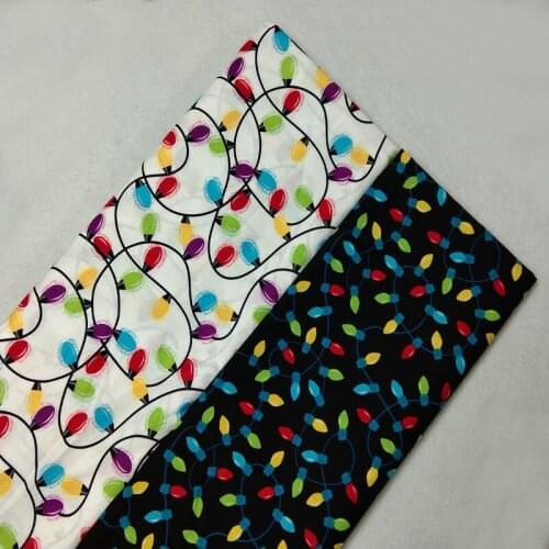 Pretty Christmas Black White Rainbow Color Lamp Printed Cotton Fabric 50x105cm Lamp Fabric Patchwork for Cloth Dress Home Decor