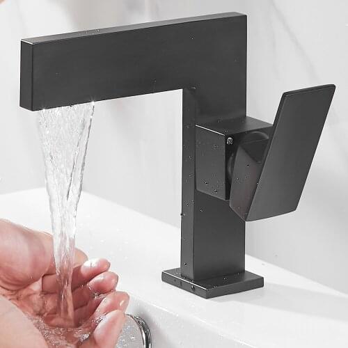 Shower room bathroom basin faucet toilet brass single hole washbasin hot and cold water faucet black