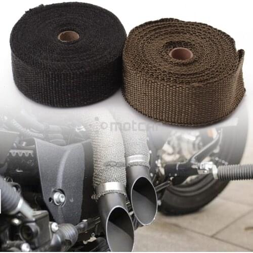 2" X 32.8ft Brown/Black Exhaust Pipe Heat Header Wrap Manifold Downpipe Insulation Thermal Tape Roll Fit for Car Motorcycle