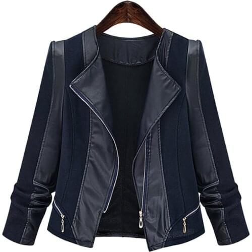 2021 Chic Zippers Faux Leather Jacket Women Coat Autumn Winter Jackets Slim Coats Female Clothing Outwear Coat Plus Size Female