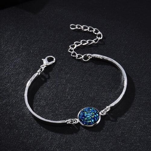 Women Natural Round Stone Bangles Rhinestone Bracelet Jewelry Fashion Multicolor Crystal Love Gril Bracelets Jewelry 2021 New
