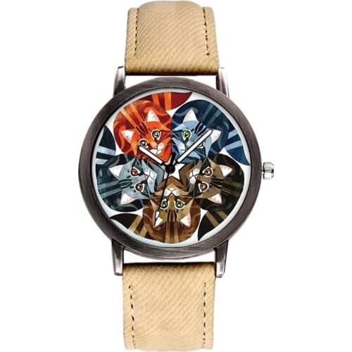 2020New Fashion Women Watch Luxury Brand Cute Cat Lady Quartz Watches Denim Strap Clock Free Shipping Reloj Mujer Montre Femme