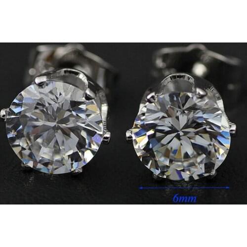 Stainless Steel Stud Earrings for Women Silver Color Zircon Earrings Female Fashion Jewelry