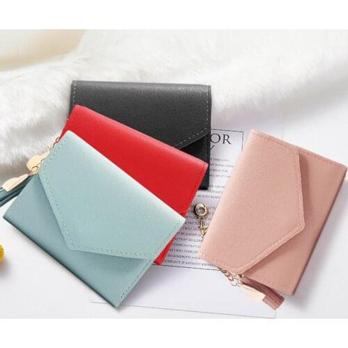 Women Heart Tassel Hasp Mini Wallet Bank Card Case Cover Coin Change Purse Credit ID Card Holders Bag Short Wallet Billfold