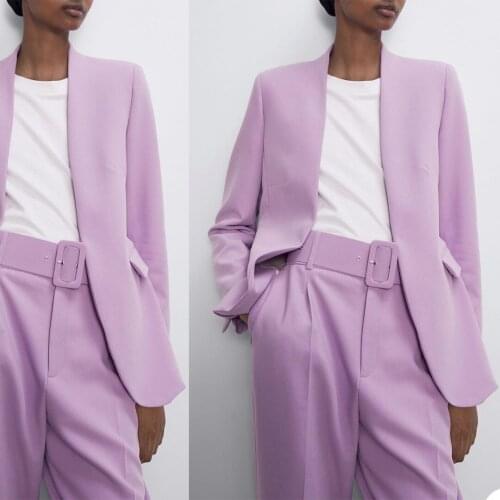 Casual Women 2 Pieces Blazer Suits Pocket Deep V Neck Loose Streetwear Jacket Office Lady Daily Custom Made Coat