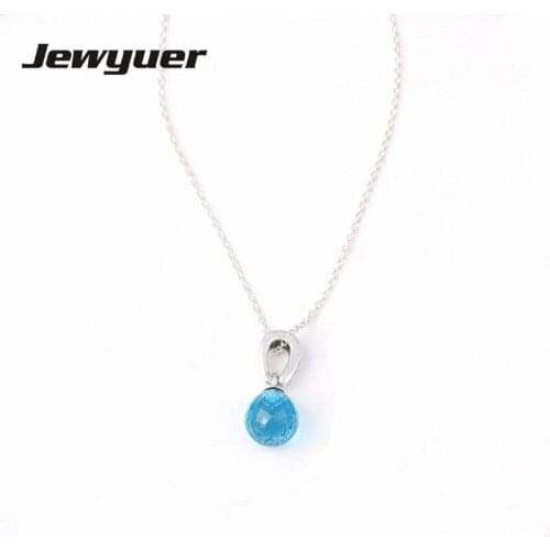 New Autumn Silver blue floating pendant Necklaces for Women 925 Sterling Silver link chain Necklace Women Fine Jewelry NC706