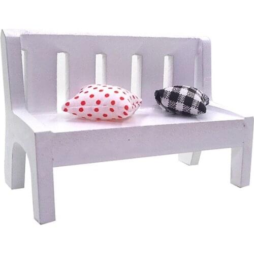 1:12 Dollhouse Miniature Wooden Bench Cushions Diy Doll House Home Furniture Decor