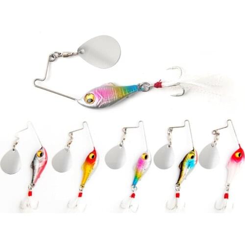 1 Pcs Bionic Bait Sequin Far Throw Noise Compound Rotation 3D Fish Type Three Feather Blood Groove Hook Hard Bait Fishing Gear