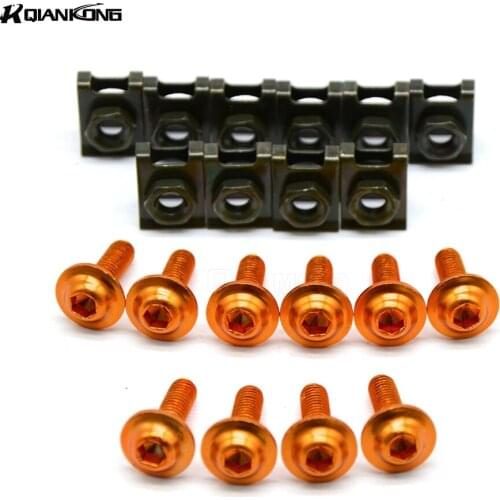 10 pieces 6mm motorcycle fairing body screws for honda crf450x cbr 600 f3 cbr650f cb-1 cbr250r cbr 125 yamaha fjr1300 yz125 fz6