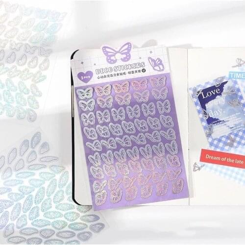 3pc Cute Mini Gilded Sticker Flakes Kawaii Butterfly Flower Stickers DIY Decoration Scrapbooking Ablum Diary Japanese Stationery
