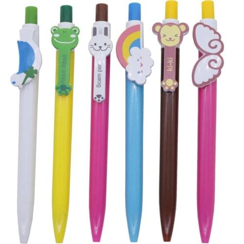 48 pcs Cute Cartoon Ballpoint Pen 0.5 MM Blue Refill Kawaii Stationery Office Supplies School Supplies Six Styles Available