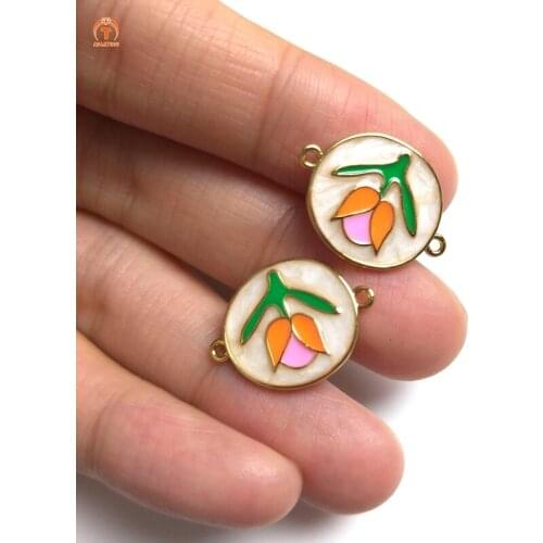 5pcs Tulip Flower Pendant Gold Diplopore Connector Flower Pendant Bracelet For Friends Gift Best Wishes Love Eternal Jewelry Y