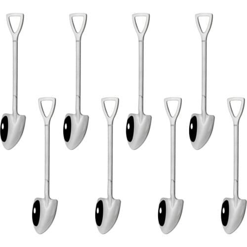 8Pcs Silver Stainless Steel Coffee Spoon Tea Dessert Long Handle TeaSpoon Ice Cream Shovel Shape Tableware Kitchen Accessories