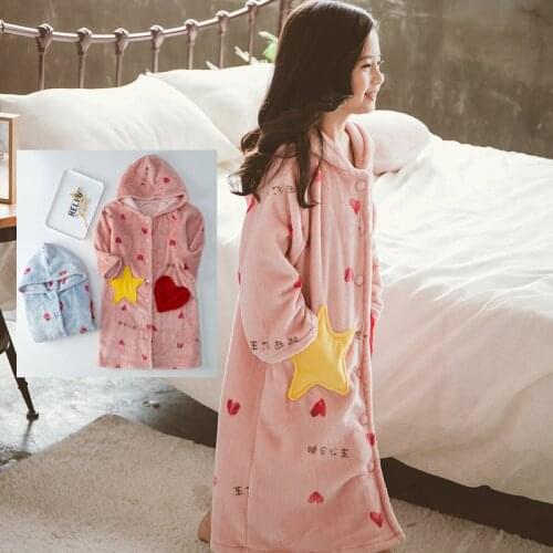 Bathrobe Shower Girls Teenage Long Sleeve Hooded Contrast Patch Pocket Shower Robes Strong Water Absorption Keep Dry Comfort