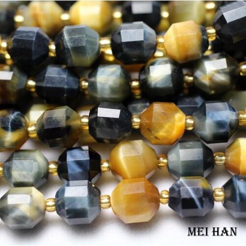 Free shipping ( 1 strand) 9*10mm dream tiger eye faceted energy column loose beads for Jewellry DIY & Design
